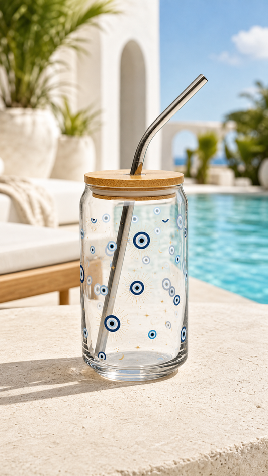 Boho Evil Eye | Can-Shaped Glass