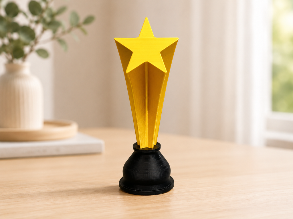 Gold Star Award Trophy | 3D Printed Winner Trophy | Office, Classroom, Sports, Party & Team Prize