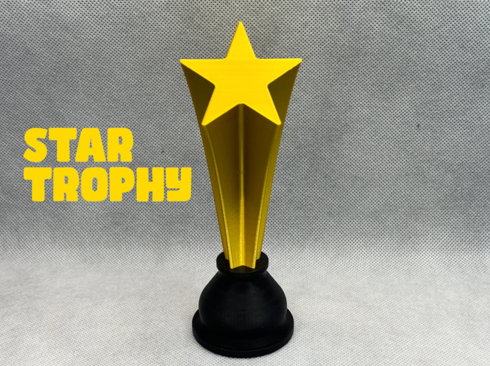 Gold Star Award Trophy | 3D Printed Winner Trophy | Office, Classroom, Sports, Party & Team Prize