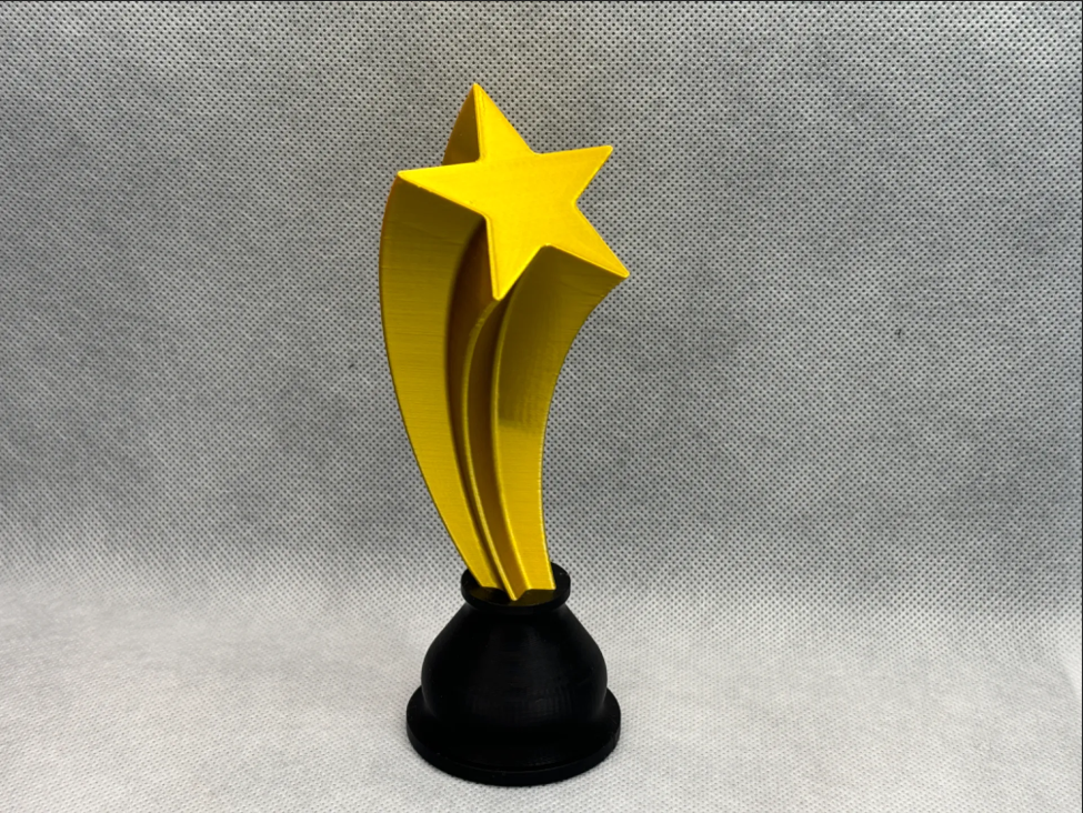 Gold Star Award Trophy | 3D Printed Winner Trophy | Office, Classroom, Sports, Party & Team Prize